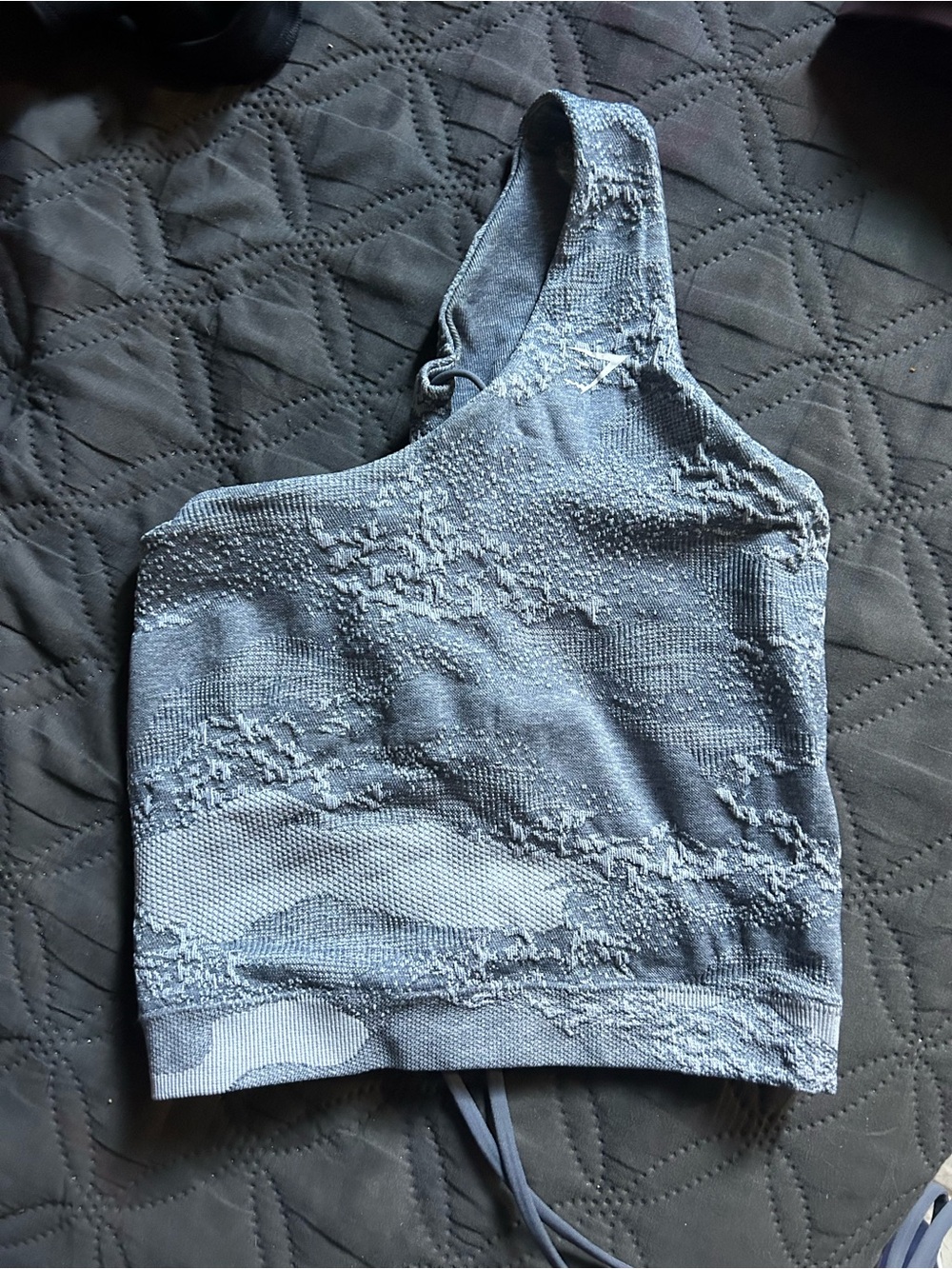 Gymshark One-Shoulder Textured Slate Blue Crop Top